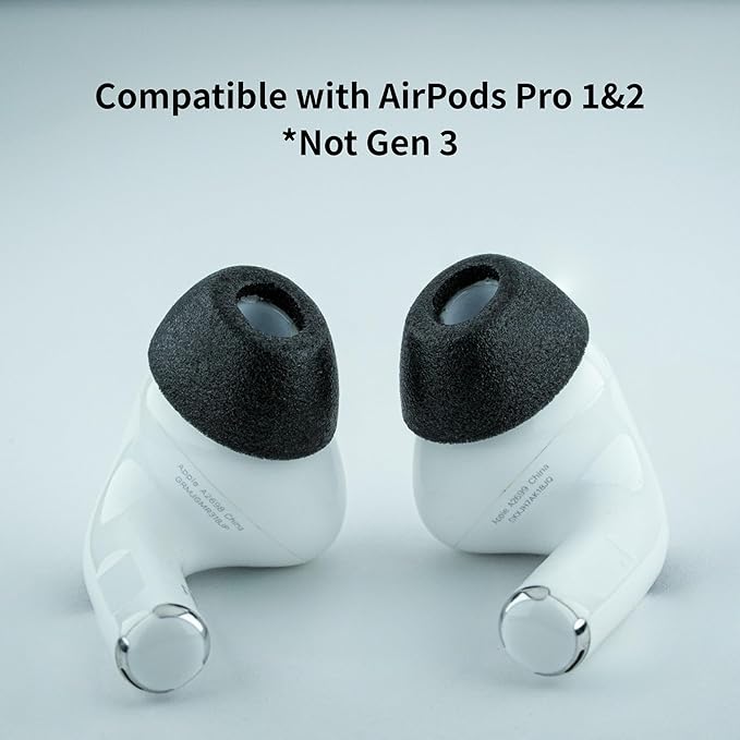Comply TrueGrip MAX | Premium Memory Foam Replacement Earbud Tips for Apple AirPods Pro 1 & 2 | Long Lasting Comfort, Extreme Durability, Secure Fit, Superior Noise Isolation| Black (Small) (3 Pairs)