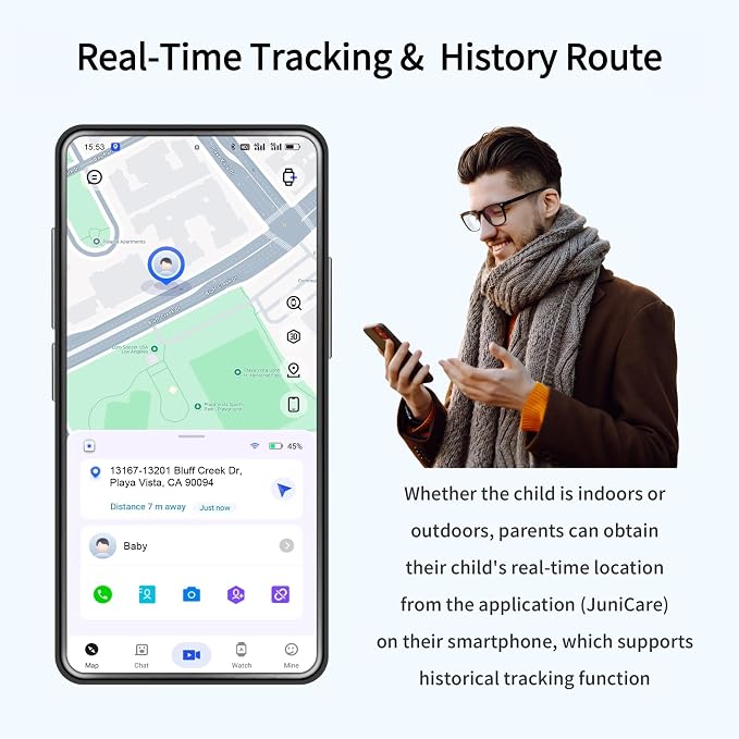 4G Kids Smart Watch Boys with GPS Tracker & Call Phone, Watches for Kids Age 5-12 with SOS Calling, School Mode Parental Controls 12/24 Hr Text Message HD Video Call Voice Chat (Light Blue)