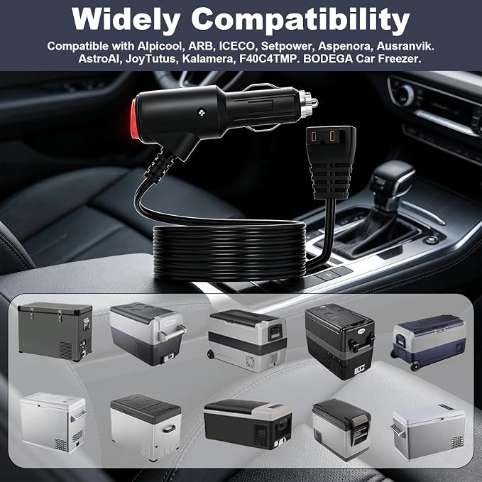 Car Charger for Car Refrigerator Compatible with Alpicool, Bodega, Euhomy, BougeRV, ARB, ICECO, Setpower, JoyTutus Car Refrigerator Power Cord