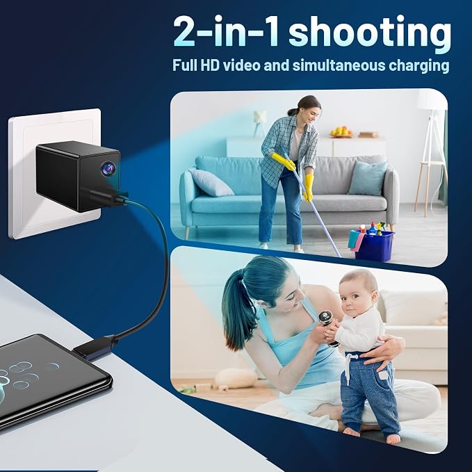 Hidden Spy Camera 1080P WiFi Wireless Small HD Indoor Home Office Security Camera Compact Surveillance Monitoring Camera with Motion Detection and App Live Feed