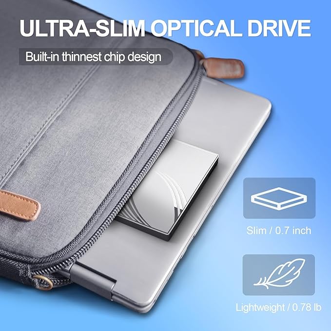 BPAKDU External CD/DVD Drive for Laptop with Carrying Case,DVD Player for Laptop,Portable CD Burner with 4 USB Ports, 2 TF/SD Card Slots,CD Disk Drive Player Reader Write