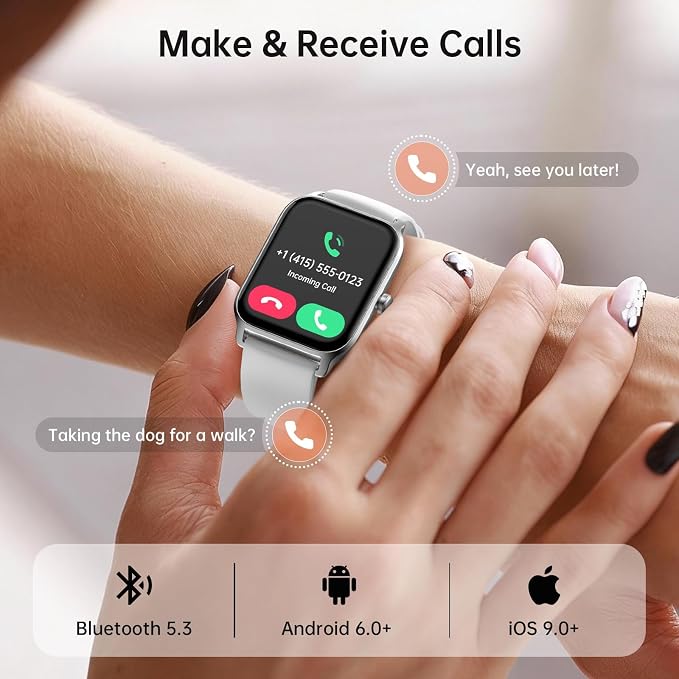 Tensky Smart Watch for Women/Men, 1.85'' HD Activity Smartwatch for iPhone/Android/Samsung, 100+ Sport Modes Fitness Tracker (Answer/Make Call), Alexa Built-in,Sleep/Heart Rate/SpO2 Monitor/Waterproof