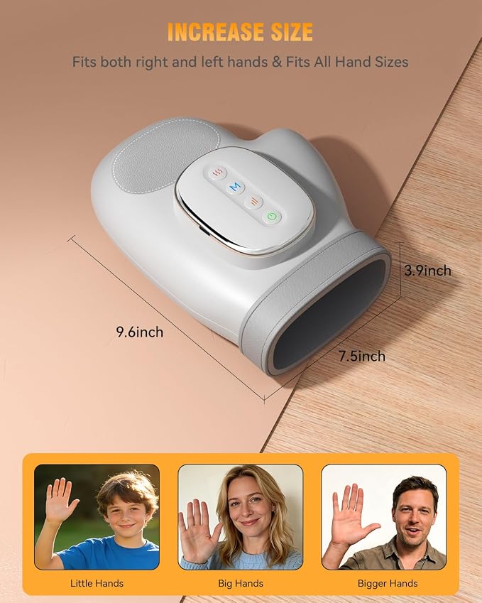 Hand Massager with Heat and Compression: 2026 New Cordless Electric Hand Massage for Arthritis Carpal Tunnel, 3 Massage 4 Temperatures 5 Compression Wrist Finger Massager, Gifts for Women Men, Grey