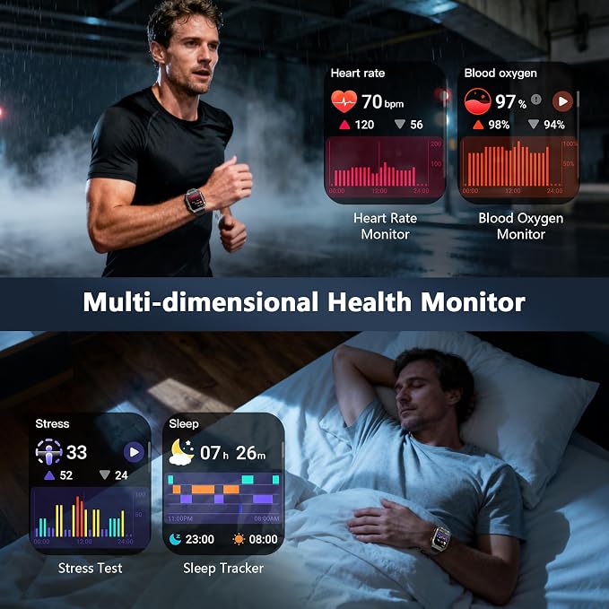 Blackview GPS Smart Watch for Men with ChatGPT, AI Translator, Compass & Flashlight/100-Day Battery/Bluetooth Calling/Health Monitor/100+ Sports,Fitness Tracker for iPhone/Android Phones