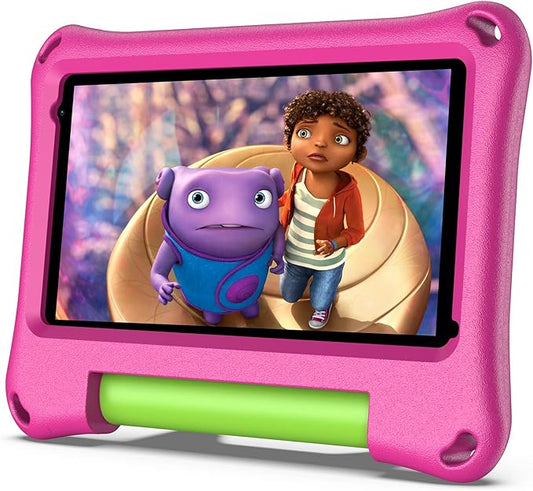 VASOUN Kids Tablet 7 Inch Tablet for Toddlers, Android 13 32GB RAM with WiFi Dual Camera, Parental Control,Bluetooth, Kid-Proof with Case for Boys Girls (Pink)