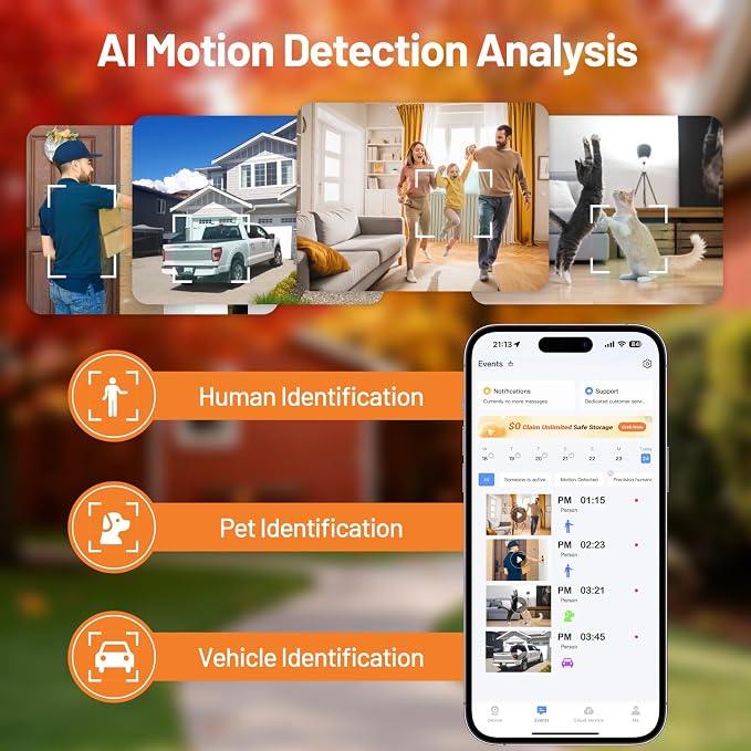 3MP Window Security Camera, 5GHz & 2.4GHz WiFi 6 Indoor/Outdoor Monitoring, Max AI Color Night Vision, 110° Wide Angle, Easy Stick-on Install, Alexa Compatible, 24/7 Recording