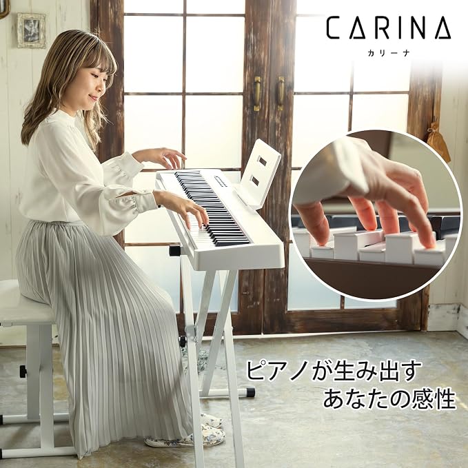 Carina 88 Key Piano Keyboard with Semi-Weighted Keys Portable Piano, 128 Tones, Speakers, USB-MIDI, Carry-Bag, Sustain Pedal, Electric Keyboard Piano for Beginners,Black