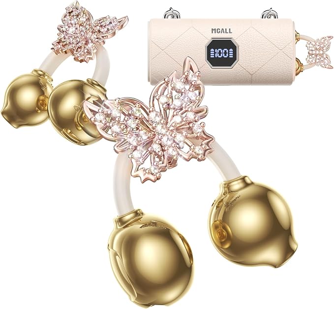 Clip On Earbuds with Detachable Gold Butterfly Earrings, Bluetooth 6.0 Open Ear Earbuds for Women, Led Display Leather Texture Charging, Comfortable Fit for Small Ear, Daily Wear&Gifts, X22 Beige