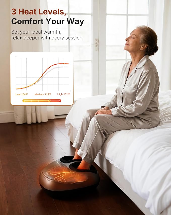 KNQZE Shiatsu Foot Massager with Heat, Compression, Deep Kneading Foot Massage for Plantar Fasciitis Relief, Remote Control, Multi Massage Modes, Auto Shut-Off Timer, FSA Eligible, Gray