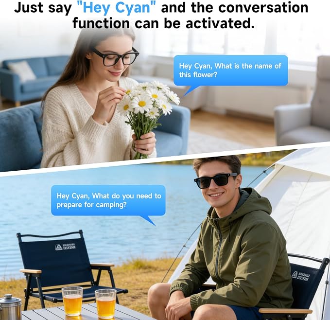AI Smart Glasses with Camera,AI Voice Assistant,8MP/1080P HD Video & Audio Recording Camera, Real-Time Voice Translation, Bluetooth Connectivity, Photochromic Sunglass Lenses for Men & Women