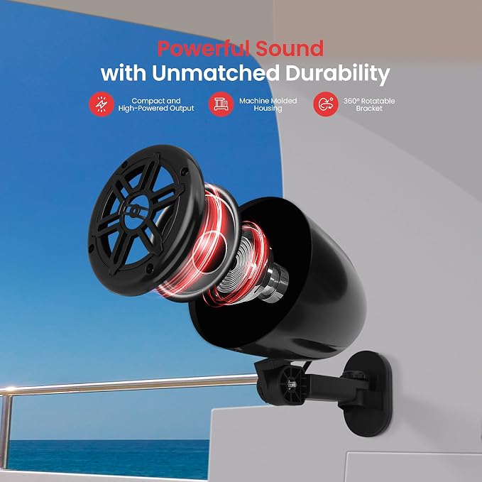 Pyle 4" Waterproof Off-Road Speakers – 2-Way Marine Grade Box Speaker System with Rotatable Bracket, Full Range Stereo Sound, Rugged Housing for ATV, UTV, Jeep, 4x4 & Boats (Black)