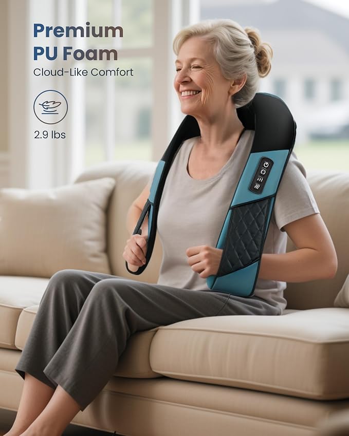 COMFIER Cordless Neck Massager with Heat, Back Massager for Pain Relief deep Tissue, 3D Shiatsu Neck Shoulder Massage, Gift for Dad Men