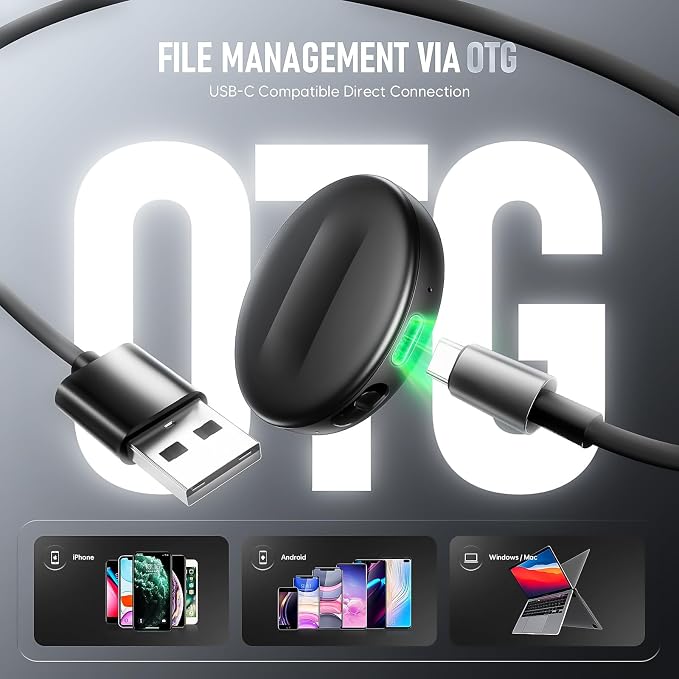 64GB Digital Magnetic Voice Recorder with DSP 5.0 AI-Intelligent Noise Cancellation, 4800Hrs Voice Activated Recorder, Smart Tap Recording Device Portable for Lectures Meetings Interviews Classes
