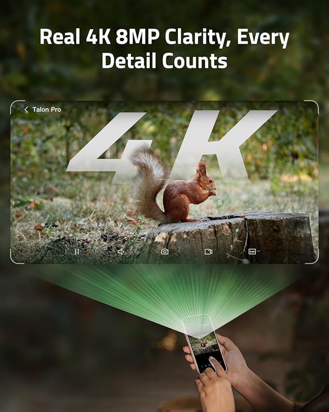 True 4K 4G LTE Cellular Hunting Camera Outdoor +Battery Pack+6W Solar Panel, 0.2s Trigger Speed, Game or Trail Camera with GPS, Non-Glow IR, SIM Card, Motion Capture, Talon Pro+BP-10+SP-10