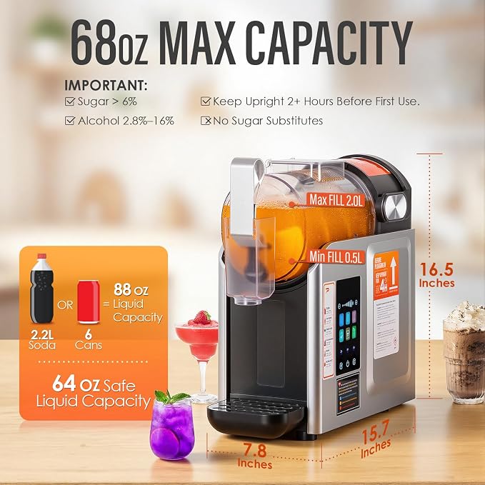 New Upgrade Smart 6 Presets Slushie Machine for Home & Frozen Drink Maker | 68oz Color Touch Screen Slushy Machine for Home with 2/4/6H Smart Timer & Self-Cleaning, DIY Soft Serve Ice Cream Machine