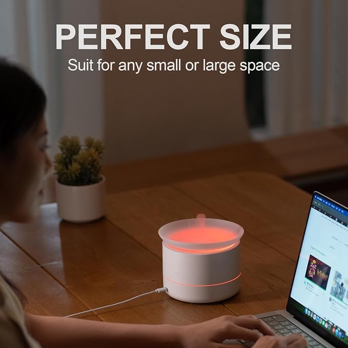 Essential Oil Diffuser for Home, 120ml Minimalist Aromatherapy Humidifier with 7-Color LED Night Light, One-Touch Control, Silent Mist Maker for Bedroom, Office, Desk (White)