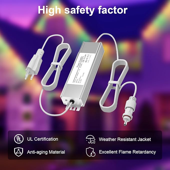 36V Waterproof Power Adapter for Govee Permanent Outdoor Lights,Compatible with Govee H705D H705E H705F Permanent Outdoor Lights Power Supply Cord Charger(White)
