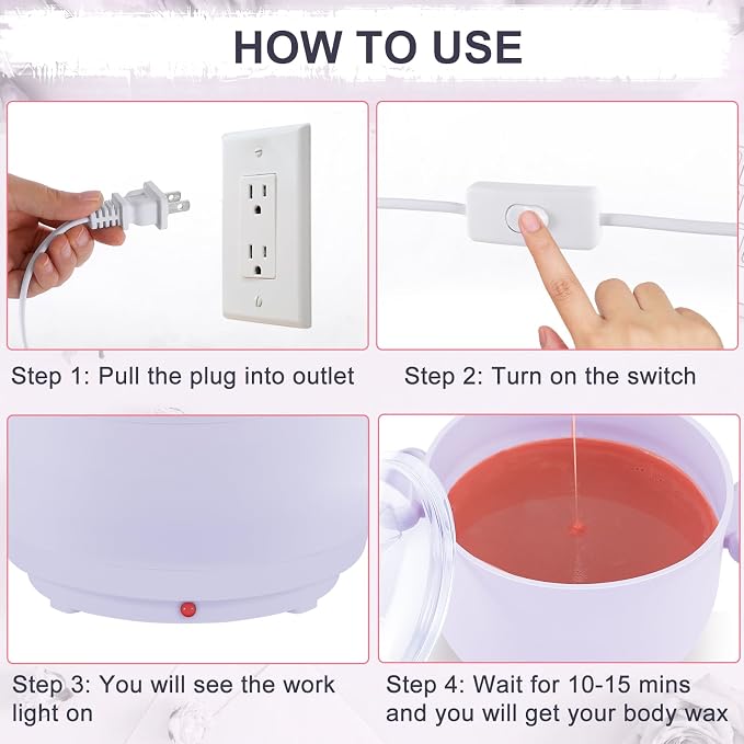 Wax Warmer for Hair Removal, 16.9oz Portable Electric Wax Heater Machine for Hard and Soft Wax Beads, Fast Heating for Home Gentle
