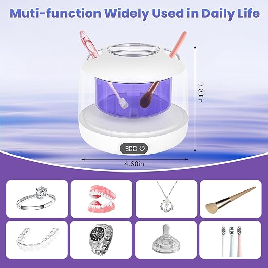 Upgraded Ultrasonic Retainer Cleaner Machine,45kHz Professional Dental Cleaning Pod with Digital Timer & 200ML Capacity,Deep Cleaning for Denture,Night Guard,Aligner,Toothbrush,Jewelry and More(White)