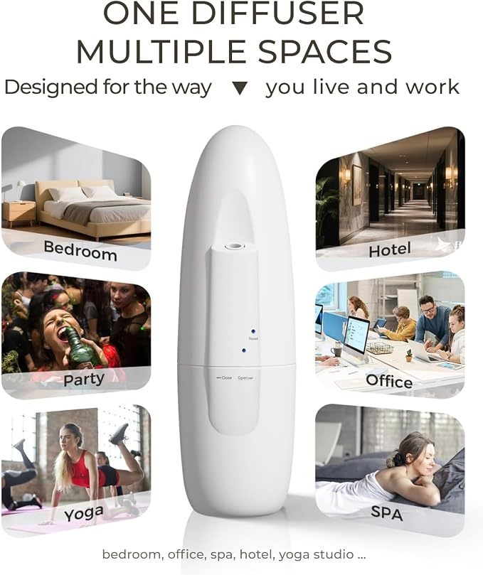 Smart Plug-in Waterless Oil Diffuser, Bluetooth/App Control, Up to 800 Sq Ft Coverage, Silent Cold-Air Diffuser for Home & Office, No Water, Pet & Kid Safe