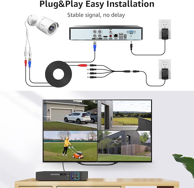 Wired Security Camera System Outdoor with 4pcs 1080P Waterproof Security Camera, 4CH AHD DVR with 500G HDD Indoor/Outdoor Surveillance DVR Kit, IR Night Vision, Motion Detection, 24/7 Record