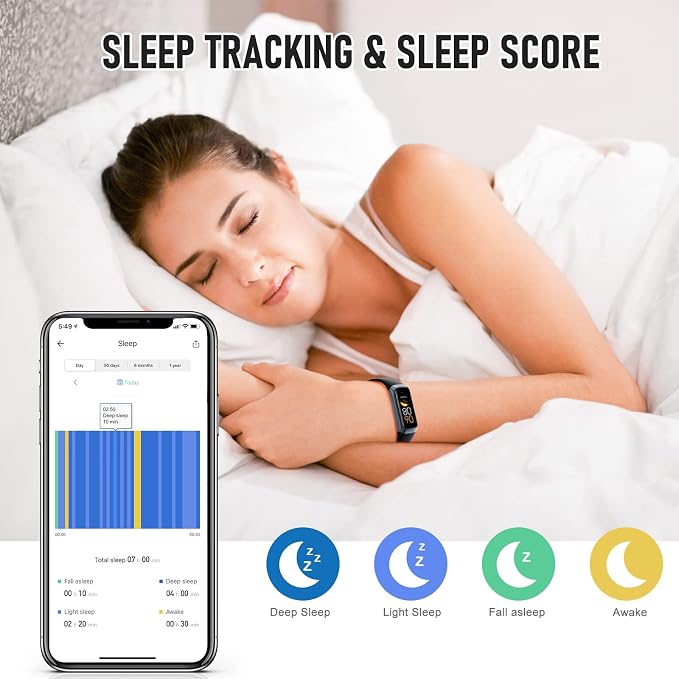 Fitness Tracker with 24/7 Heart Rate, Health Tracker with Calories Sleep Monitor, 1.10''AMOLED Touch Color Screen, Step Counter Activity Pedometer Smart Watch for Women Men