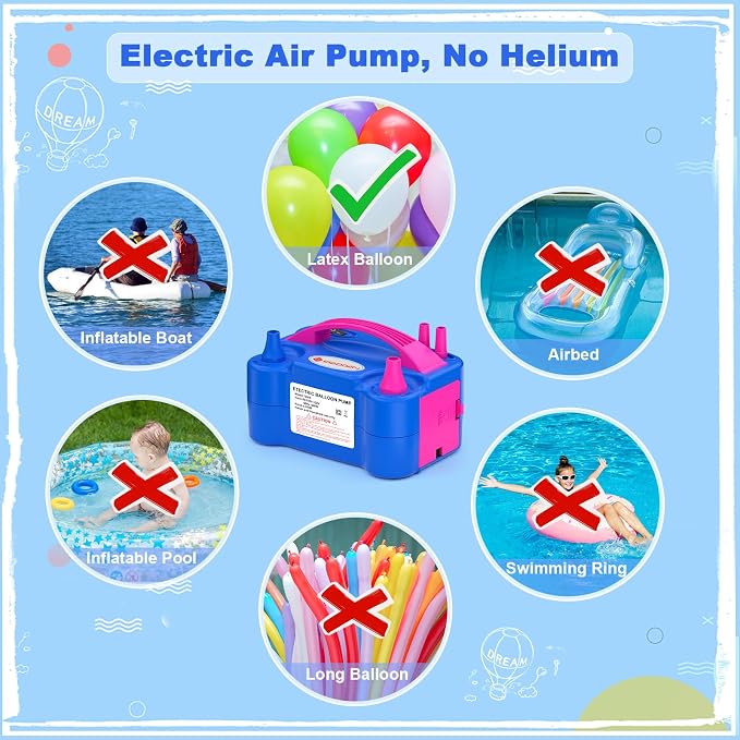 IDAODAN Electric Balloon Pump, Portable Electric Balloon Blower Machine Inflator Air Pump for Party Decorations