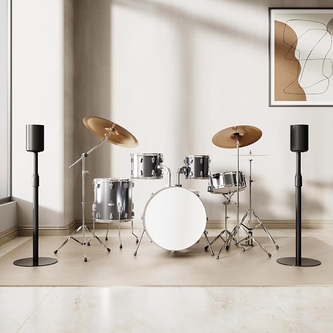 PEGZONE Speaker Stand Compatible with SONOS Era 300 and Era 100, Height Adjustable up to 42.6'', Floor Stand with Cable Management, Speaker Mount, Black, 1 Pack