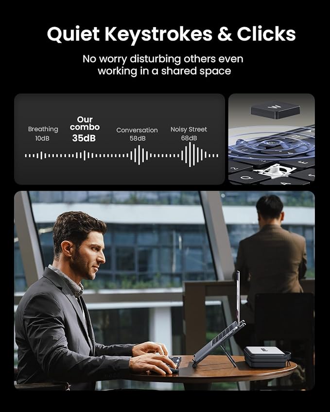 ProtoArc XKM01 CaseUp Foldable Bluetooth Keyboard Mouse Combo | Portable with Laptop Stand, Mobile Work Solution for On-the-Go, Compatible with Laptop PC Macbook, Windows Mac OS