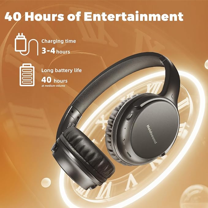 Holdsound Wireless Headphones for TV, BKM400 Over-Ear TV Headphones Wireless with Bluetooth USB Transmitter, Strong Compatibility, Up to 165 ft, No Delay and High Volume Output, 40 Hours Battery Life