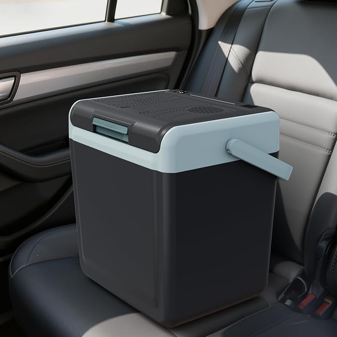 25QT Portable Electric Cooler & Warmer with Handle – Dual Heating & Cooling Mini Thermoelectric Car Fridge for Vehicles, Truck, Travel, Camping, Picnics and Home, Black