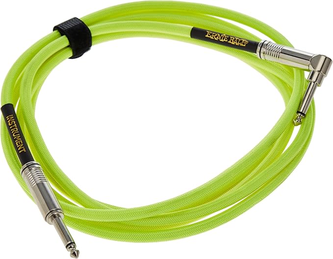 Ernie Ball Braided Instrument Cable, Straight/Angle, 10ft, Neon Yellow (P06080)