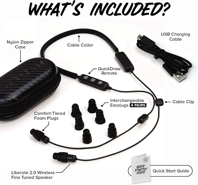 Plugfones Liberate 2.0 Bluetooth Earplug Headphones - Wireless Bluetooth in-Ear Earplug Earbuds - 29 dB Noise Reduction Headphones with Noise Isolating Mic and Controls (Black & Gray)