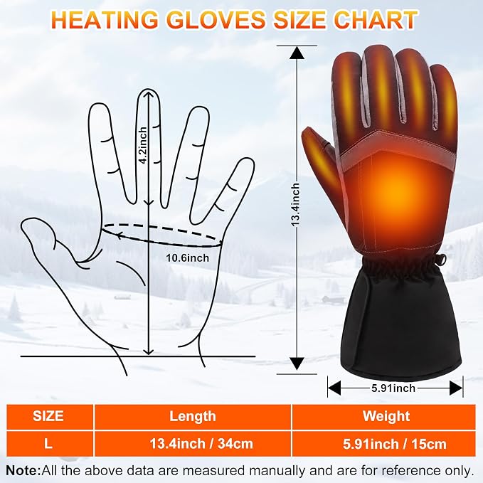 Rechargeable Heated Gloves - New Upgrade, Electric Portable Battery Hand Warmers for Men Women, Waterproof Touchscreen Cold Weather Thermal Gloves for Driving,Camping,Hunting,Outdoor Work