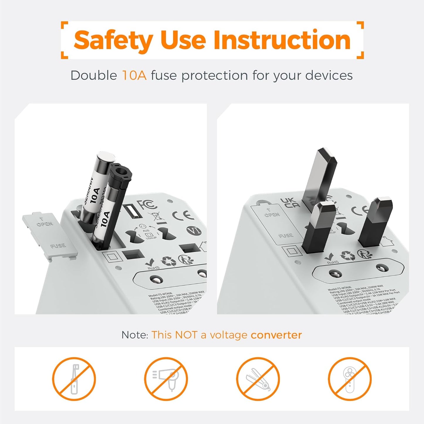 TESSAN Universal Travel Adapter, International Power Adapter with 5 USB Ports (3 USB C), Worldwide Plug Adaptor for US to Europe UK France Germany Spain Ireland Australia Japan (Type C G A I)