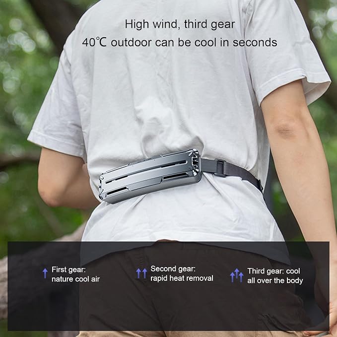 flexman Portable Waist Fan, ABS Wearable Waist Fan, Three Air Speeds 8000 mAh Battery Operated Wearable Personal Fan, Rechargeable Belt Fan (Dark Gray)