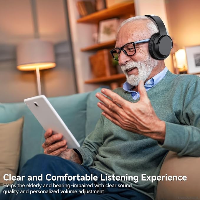 Wireless Headphones for TV, TV Headphones Wireless for Seniors with Easy Setup, Compatible with Most TVs, Charging Base, 65H Playtime, Low Latency Audio, TV Headset, Ideal for Dad, Mom