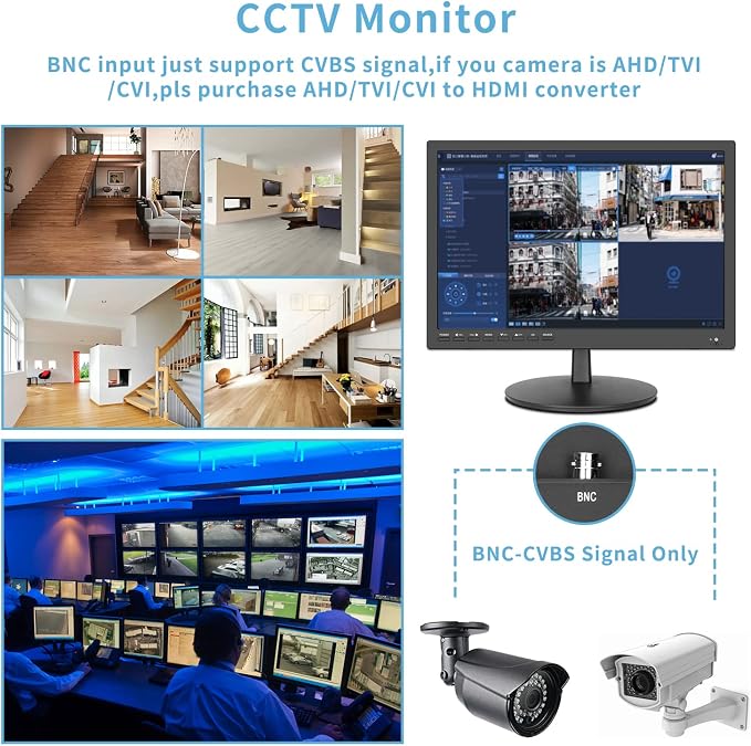 ZOSHING 17inch Security Monitor,Wall-Mounted Monitors Supports USB/Full Format Video Playback,CCTV Monitors with AV/HDMI Input/VGA/Headphone Output,Built-in Speaker, Remote Control