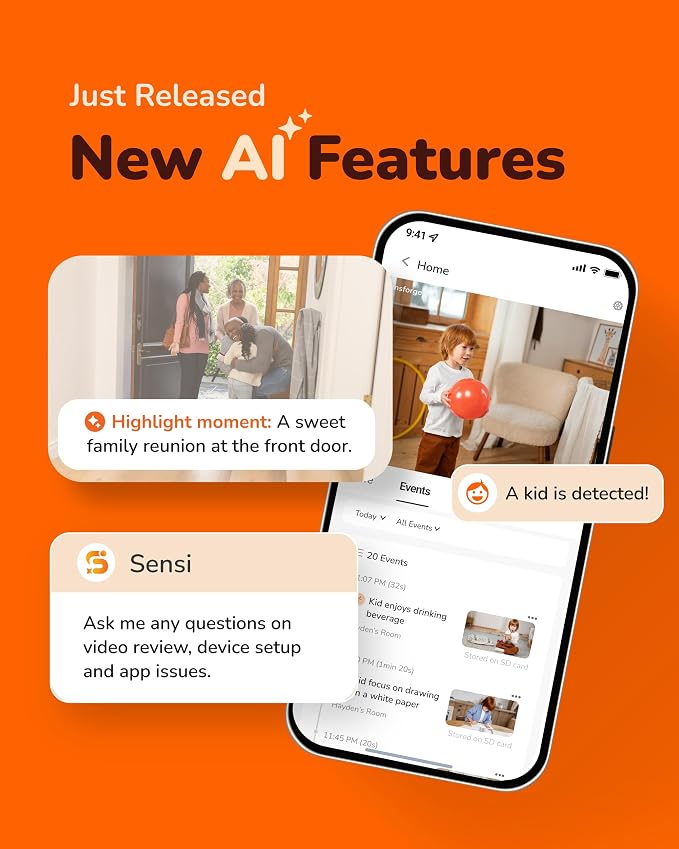 SensForge 2.5K Indoor Pan-Tilt Security Camera Lite, 360° Dual-Band WiFi Camera for Home, Free AI Human & Pet Detection, 2-Day Cloud + Two-Way Talk, Optional AI + Storage Upgrade
