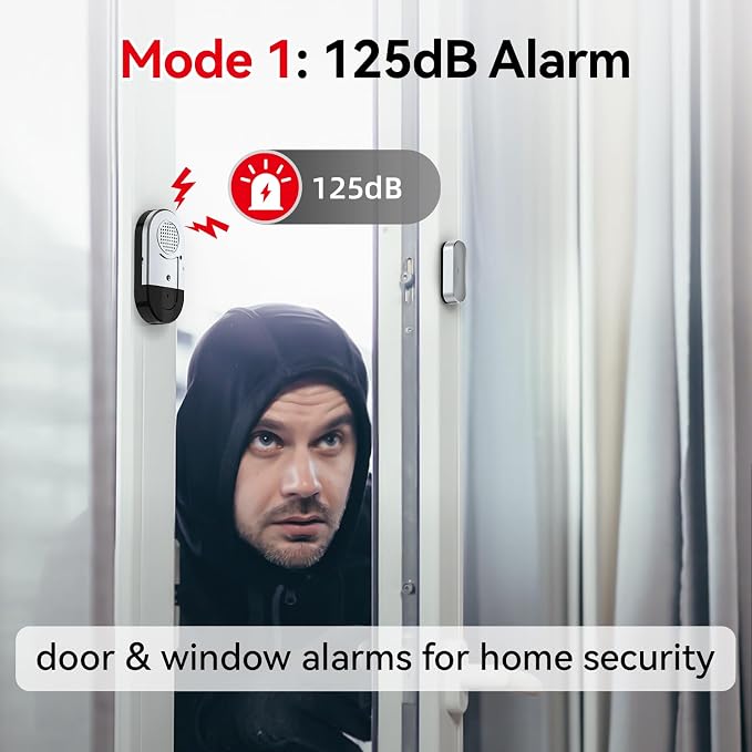 Sanjie Door Window Alarms - 5 Pack,125dB,Volume Control,Window Door Open Alarm Sensors for Kids Safety/Dementia/Pool,Wireless Sensors Keep Your Home Security,Easy to Install,Long Battery Life