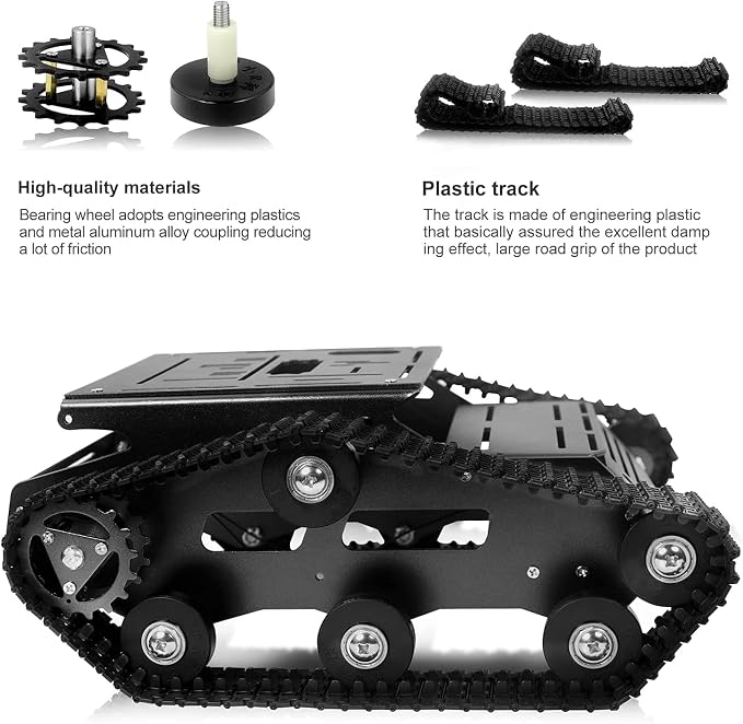 Robot Tracked Tank Car Chassis, Shock Absorbing Robot Chassis Full-Metal Robotic Moving Platform Track for Raspberry Pi Arduino Jetson Microb DIY Maker Smart Car Learning Kit