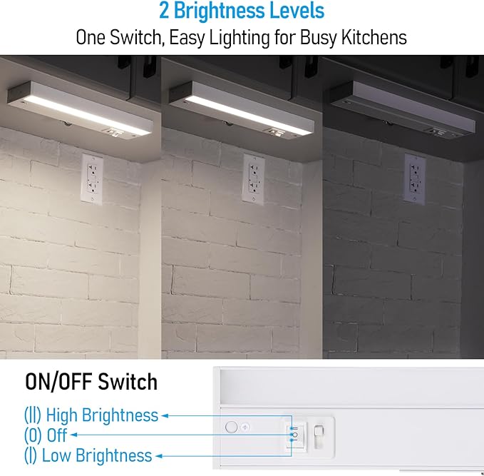 TORCHSTAR 4-Pack 12 Inch LED Under Cabinet Lighting 5CCT, Linkable, ETL T24, 600LM, Hardwired & Plug-in, 5 Color Selectable CRI90 120V Dimmable Under Counter Lights for Kitchen, White Aluminum Housing
