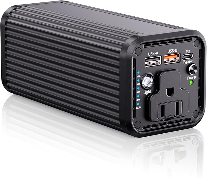 Laptop computer with AC power interface, 100W Type-C PD 65W fast charging type, featuring input and output functions, 2 USB-A outputs (QC3.0 18W), suitable for business travel and outdoor activities.