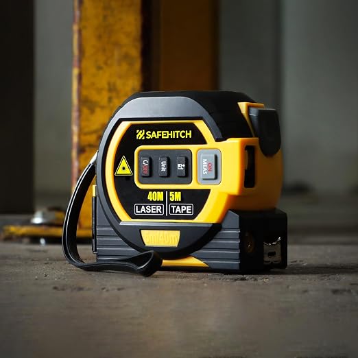 Laser Tape Measure 3-in-1 with Large LCD Display | Digital Laser Measurement Tool in/ft/m Scales up to 131ft/40M with calculations | Tape Measure 16ft/5M and Cross Line Laser Yellow