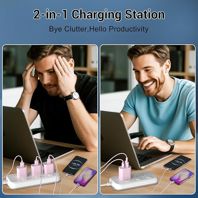 iPhone 17 16 15 Charger Fast Charging 10FT Long USB C Charger Cable with 20W Dual Port Block - Type C Charging Cable Compatible with iPhone 17/17 Pro/17 Pro Max/17 Air, 16/16e, 15, 3 Pack (Pink)
