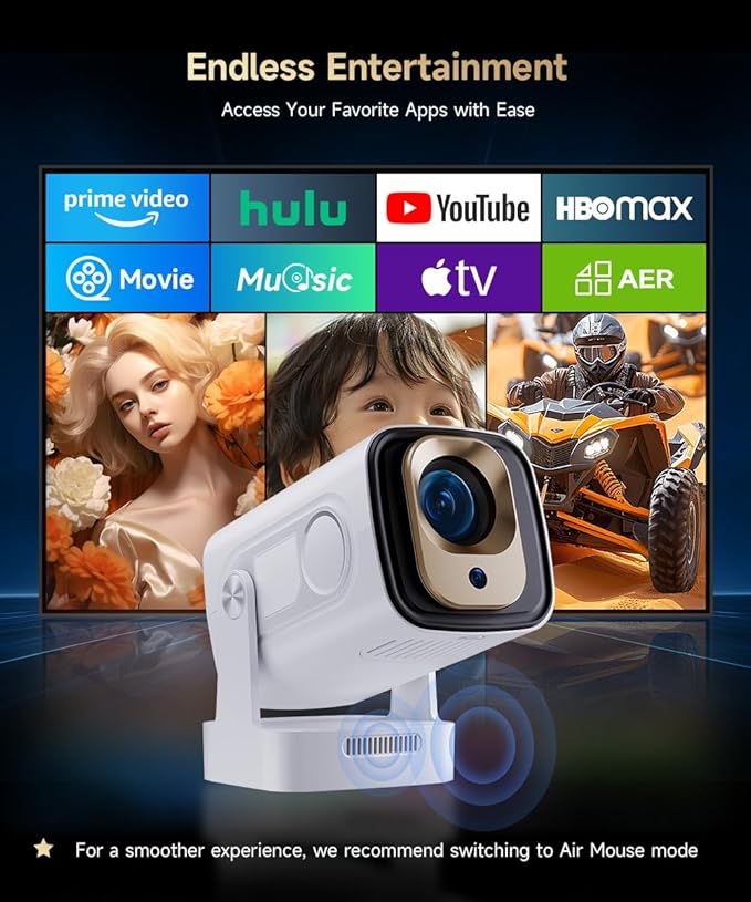 【Auto Focus&1080P】Magcubic Mini Smart Projector with 4K Support, Portable Projector with Wifi and Bluetooth, 5W Speaker, Built in Apps, Voice Control, Outdoor Movie Projector