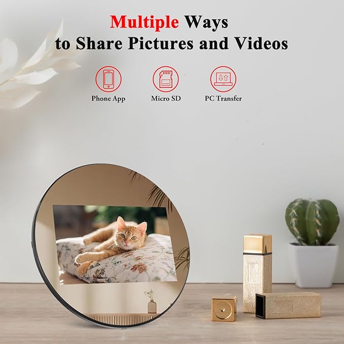 Frameo Digital Picture Frames WiFi Digital Photo Frame 10.1 Inch Smart Mirror IPS HD Touch Screen, 32GB, Easily Share Photos/Videos Through The Frameo APP, Decorating a House is Also a Great Gift