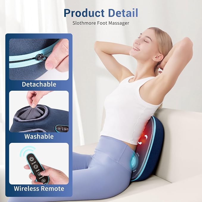 2-in-1 Shiatsu Foot Massager with Heat, Foot Warmer Heating Pad for Circulation and Pain Relief, Plantar Fasciitis, Neuropathy, Adjustable Kneading Massagers for Feet Back, Gifts for Women, Men