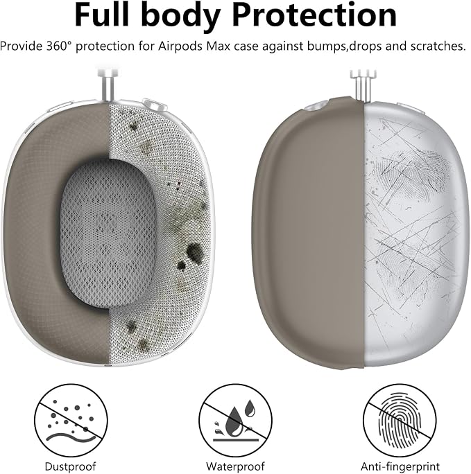 Silicone Case Cover for AirPods Max Headphones, Ear Pad Case Cover/Ear Cups Cover/Headband Cover for AirPods Max 2/1 (2026/2024/2020)(USB-C/Lightning), Accessories for Apple AirPods Max 2, Foggy Black