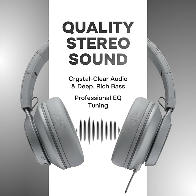 ARTIX CL750 Wired Headphones with Mic — Noise Isolating On-Ear Headphones for Computer and Laptop Wired, Plug in Corded Headphone with Wire (Foldable, Aux Jack 3.5mm)